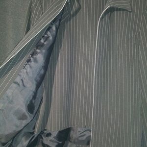 Black white pin stripe skirt suit